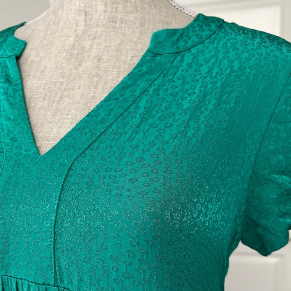 Anthropologie Maeve Tania Sacha Jacquard Tiered Tunic Dress in Green sz Small - Picture 8 of 12